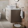 Britton Camberwell 800mm Wall Hung Warm Beige Unit with Carrara Marble Worktop
