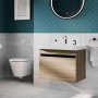 Britton Dalston 600mm Wall Hung Golden Oak Single Drawer Unit and Basin
