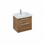 Britton Shoreditch 650mm Caramel Double Drawer Wall Hung Vanity Unit and Basin
