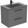 Ideal Standard i.life B Wall Hung 80cm 2 Drawer Matt Quartz Grey Vanity Unit