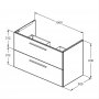 Ideal Standard i.life B Wall Hung 100cm 2 Drawer Matt White Vanity Unit