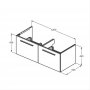 Ideal Standard i.life B Wall Hung 120cm 2 Drawer Matt Quartz Grey Vanity Unit