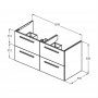 Ideal Standard i.life B Wall Hung 120cm 4 Drawer Coffee Oak Vanity Unit