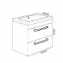 Essential Nevada 800mm Wall Hung Unit With Basin & 2 Drawers, White