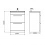 Essential Vermont 500mm Unit with Basin & 2 Drawers, White