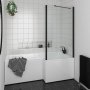Essential Kensington 1500 x 850mm Left Hand Shower Bath Pack, Matt Black