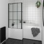 Essential Kensington 1500 x 850mm Right Hand Shower Bath Pack, Matt Black Matrix