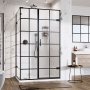 Roman Liberty Black Grid 10mm Hinged Door with One In-Line Panel 1000 x 800mm Right Hand (Corner Fitting)