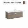 Roca Prisma Gloss White & Textured Ash 1100mm Basin & Unit with 1 Drawer - Right Hand