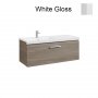 Roca Prisma Gloss White 1100mm Basin & Unit with 1 Drawer - Left Hand