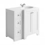 Harrogate Brunswick Arctic White 900mm Return Vanity Unit & White Solid Surface Basin - Right Hand