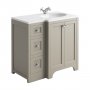 Harrogate Brunswick Dovetail Grey 900mm Return Vanity Unit & White Solid Surface Basin - Right Hand