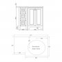 Harrogate Brunswick Dovetail Grey 900mm Return Vanity Unit & White Solid Surface Basin - Right Hand