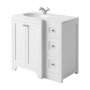 Harrogate Brunswick Arctic White 900mm Return Vanity Unit & Carrara Solid Surface Basin - Left Hand