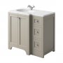 Harrogate Brunswick Dovetail Grey 900mm Return Vanity Unit & Carrara Solid Surface Basin - Left Hand