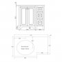 Harrogate Brunswick Spa Grey 900mm Return Vanity Unit & Carrara Solid Surface Basin - Left Hand