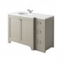 Harrogate Brunswick Dovetail Grey 1200mm Return Vanity Unit & White Solid Surface Basin - Left Hand