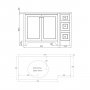 Harrogate Brunswick Dovetail Grey 1200mm Return Vanity Unit & Carrara Solid Surface Basin - Left Hand