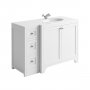 Harrogate Brunswick Arctic White 1200mm Return Vanity Unit & White Solid Surface Basin - Right Hand