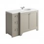 Harrogate Brunswick Dovetail Grey 1200mm Return Vanity Unit & White Solid Surface Basin - Right Hand