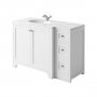 Harrogate Brunswick Arctic White 1200mm Return Vanity Unit & Carrara Solid Surface Basin - Left Hand