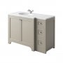 Harrogate Brunswick Dovetail Grey 1200mm Return Vanity Unit & Carrara Solid Surface Basin - Left Hand