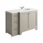 Harrogate Brunswick Dovetail Grey 1200mm Return Vanity Unit & Carrara Solid Surface Basin - Right Hand