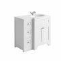 Harrogate Ripley Arctic White 900mm Return Vanity Unit & Carrara Solid Surface Basin - Right Hand