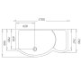 Roman Innov8 1700 x 700mm Right Hand Colossus Shower Tray