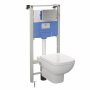 Ideal Standard i.life A Wall Hung Toilet + Concealed WC Cistern with Wall Hung Frame & Chrome Flushplate