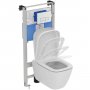 Ideal Standard i.life B Wall Hung Toilet + Concealed WC Cistern with Wall Hung Frame & Silk Black Flushplate