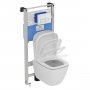 Ideal Standard i.life S Compact Wall Hung Toilet + Concealed WC Cistern with Wall Hung Frame & Chrome Flushplate