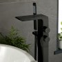 Vado Individual Omika Floor Standing Bath Shower Mixer with Shower Kit - Polished Black