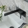 Vado Individual Edit Wall Mounted Single Lever Basin Mixer with Rectangular Backplate - Brushed Black