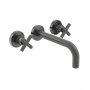 Vado Individual Elements 3 Hole Wall Mounted Basin Mixer with 200mm Spout - Brushed Black
