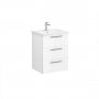 Vitra Root 60cm Basin Unit with Three Drawers - High Gloss White