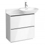 Laufen Base Gloss White 770mm Vanity Unit with 2 Drawers & Black Aluminium Handle