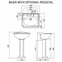 Silverdale Balasani 600mm Basin - Old English White