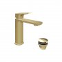 Vado Cameo Lever Mono Basin Mixer for Low Pressure System with Waste - Satin Brass