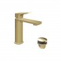 Vado Cameo Lever Mono Basin Mixer with Waste - Satin Brass