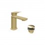 Vado Cameo Lever Mini Mono Basin Mixer with Waste - Satin Brass