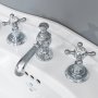 Silverdale Victorian 3 Tap Hole Basin Mixer with Pop-Up Waste - Chrome