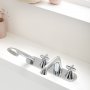 Vado Arrondi Thermostatic Bath Shower Mixer Tap with Cross Handles