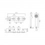 Vado Tablet Arrondi 3 Outlet, 3 Handle Concealed Thermostatic Valve for Bath with Integrated Outlet and Handset