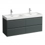 Laufen Meda 1300mm 4 Drawer Double Vanity Unit - Traffic Grey