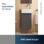 Ideal Standard Eurovit+ 35cm Guest Basin Unit with 1 Door - Mid Grey