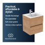 Ideal Standard Eurovit+ 50cm Wall Mounted Vanity Unit with 2 Drawers - Natural Oak