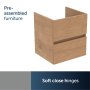 Ideal Standard Eurovit+ 50cm Wall Mounted Vanity Unit with 2 Drawers - Natural Oak