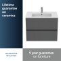 Ideal Standard Eurovit+ 70cm Wall Mounted Vanity Unit with 2 Drawers - Mid Grey