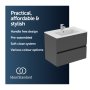 Ideal Standard Eurovit+ 70cm Wall Mounted Vanity Unit with 2 Drawers - Mid Grey